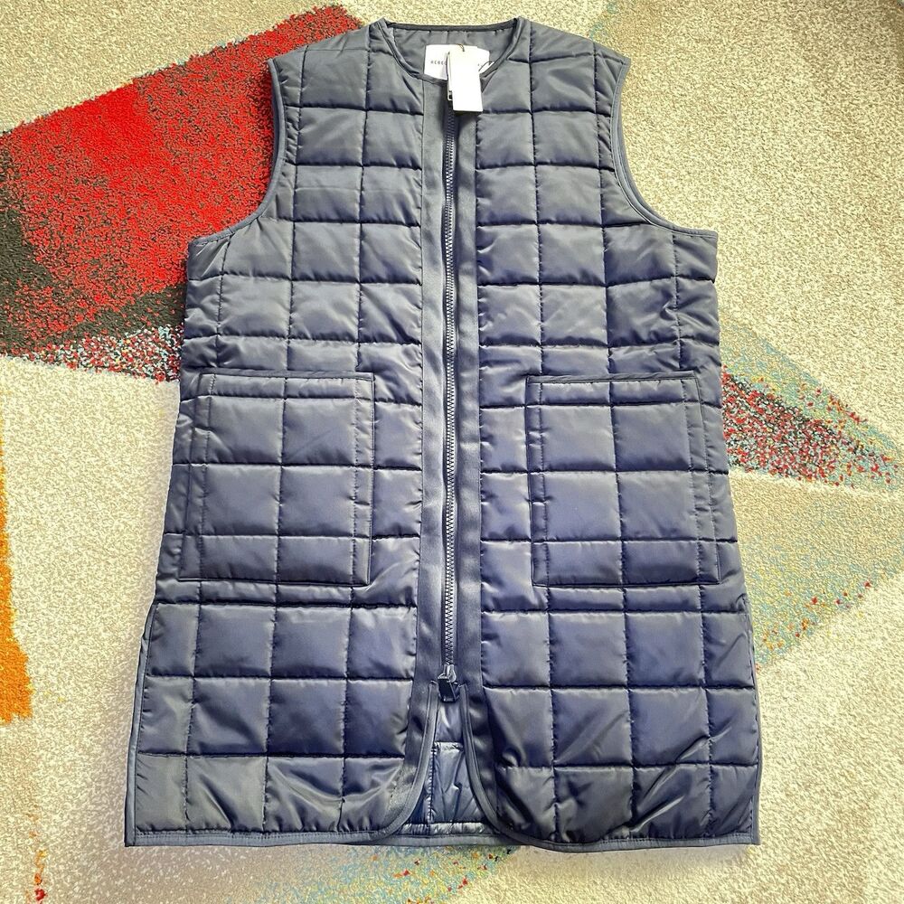 Rebecca Minkoff NWT Long Quilted Puffer Vest Navy Size S